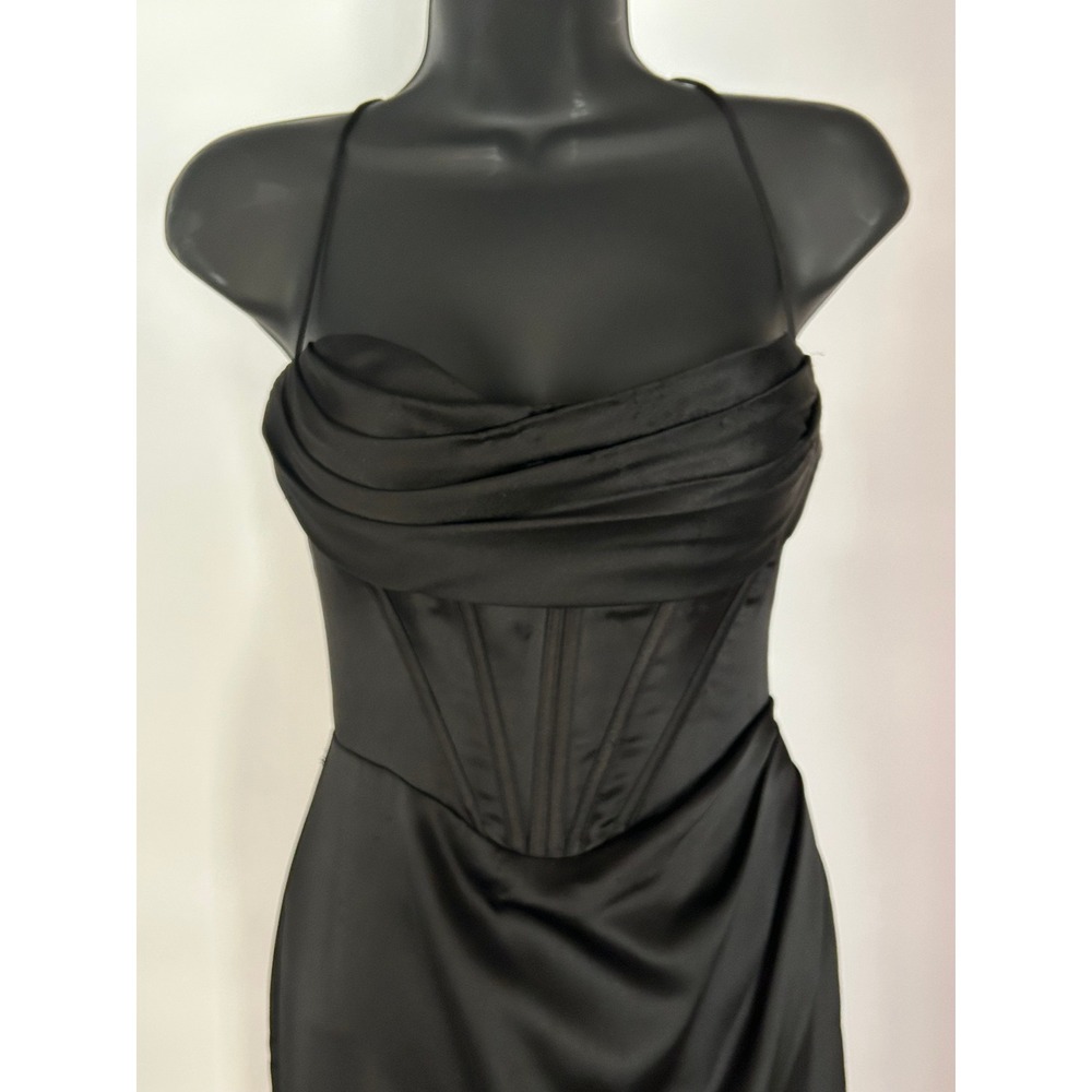 GB Black Corset Strappy Ruched Long Gown Dress Prom Homecoming Junior‎ Size 3 - Picture 14 of 16